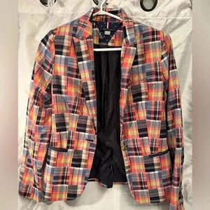 Tommy Hilfiger Multicolor One Button Blazer w/ Elbow Patches Women's Size 4